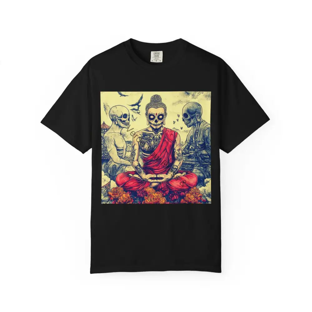 Bohemian Skull Buddha T-Shirt | Unique Graphic Tee Spiritual Apparel Unisex Summer Shirt Festival Fashion Meditation