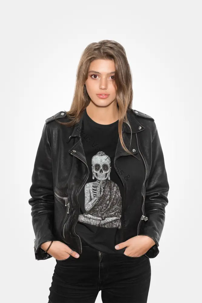 Buddha Skeleton T-Shirt Unisex Graphic Tee Spiritual Apparel Halloween Costume Meditation Gift Vintage Style Shirt