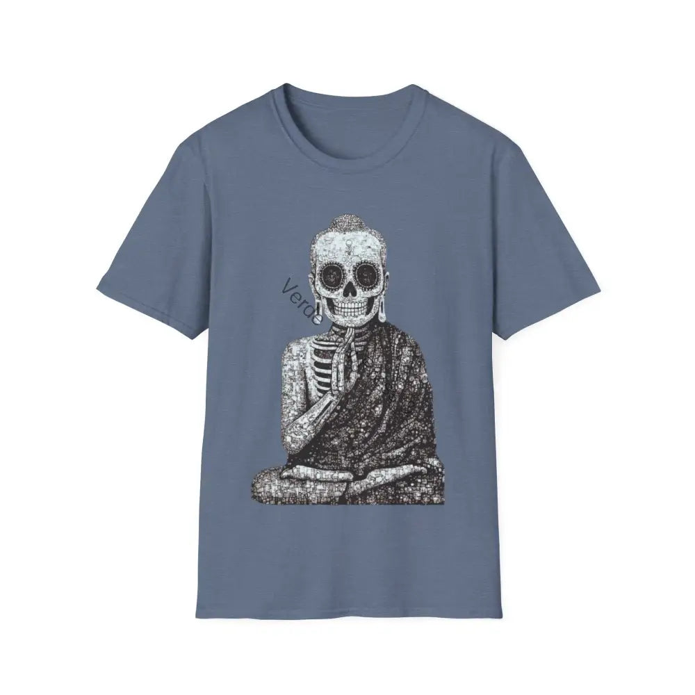 Buddha Skeleton T-Shirt Unisex Graphic Tee Spiritual Apparel Halloween Costume Meditation Gift Vintage Style Shirt