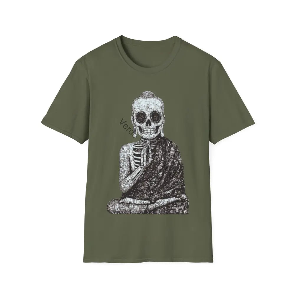 Buddha Skeleton T-Shirt Unisex Graphic Tee Spiritual Apparel Halloween Costume Meditation Gift Vintage Style Shirt