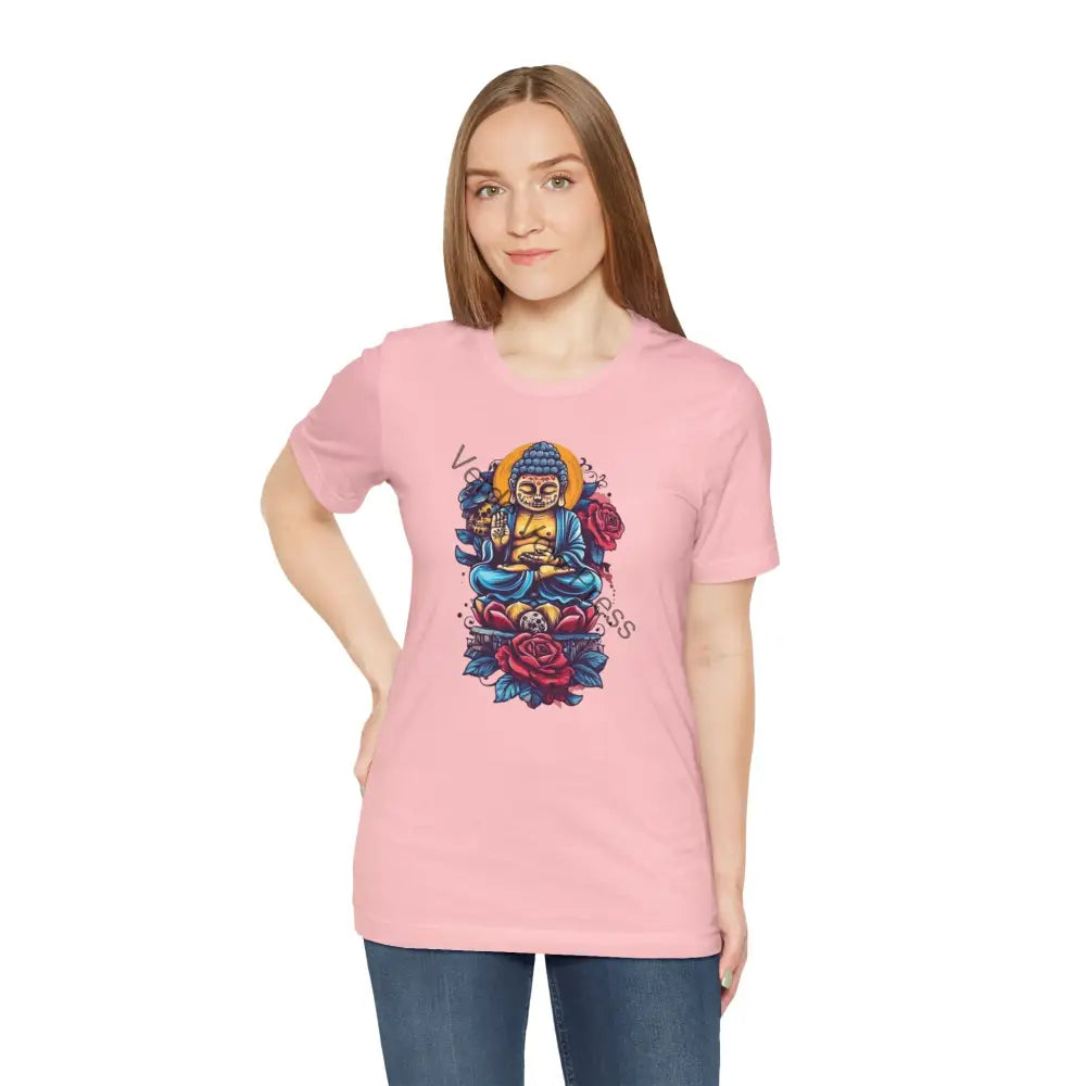 Buddha Tee Spiritual T-Shirt Meditation Gift Yoga Top Zen Apparel Birthday Gift Mindfulness Shirt Pink / XS T-Shirt