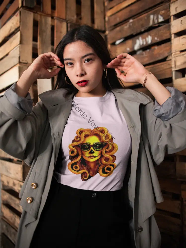 Chic Mythical Medusa T-Shirt | Trendy Casual Wear Gift for Halloween Unique Wardrobe Staple Eye-Catching Graphic Tee