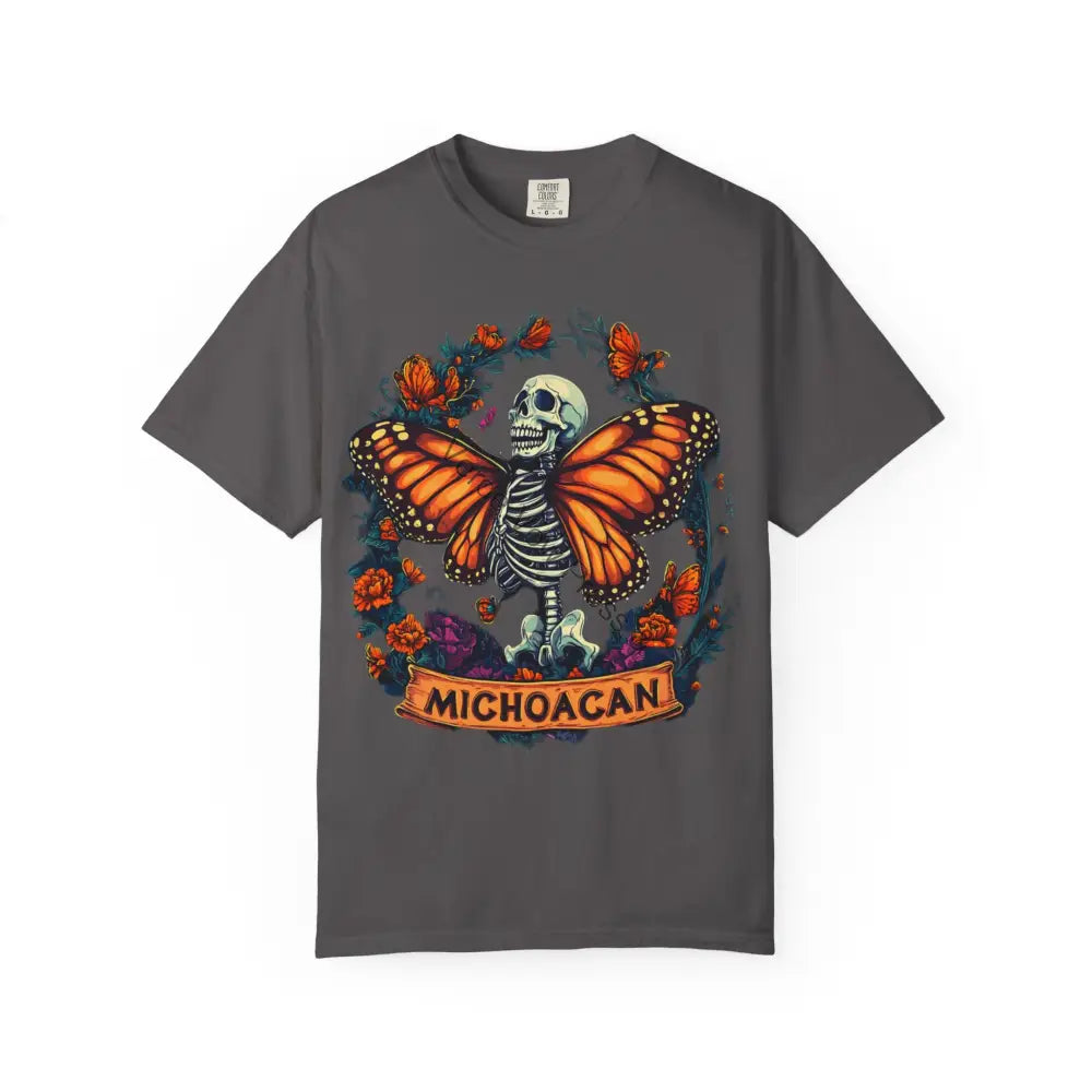 Colorful Skeleton Butterfly T-shirt Day of the Dead Tee Unisex Graphic Shirt Michoacan Art Halloween Apparel Casual