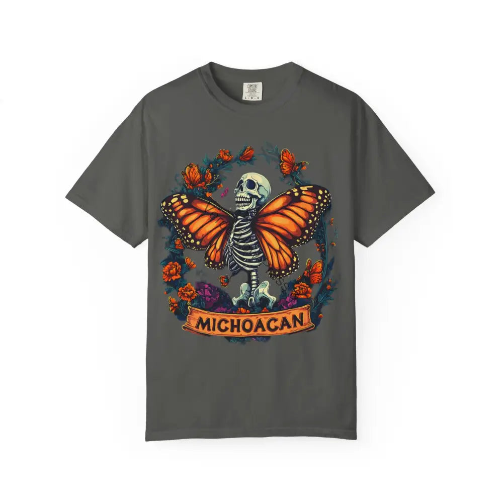 Colorful Skeleton Butterfly T-shirt Day of the Dead Tee Unisex Graphic Shirt Michoacan Art Halloween Apparel Casual