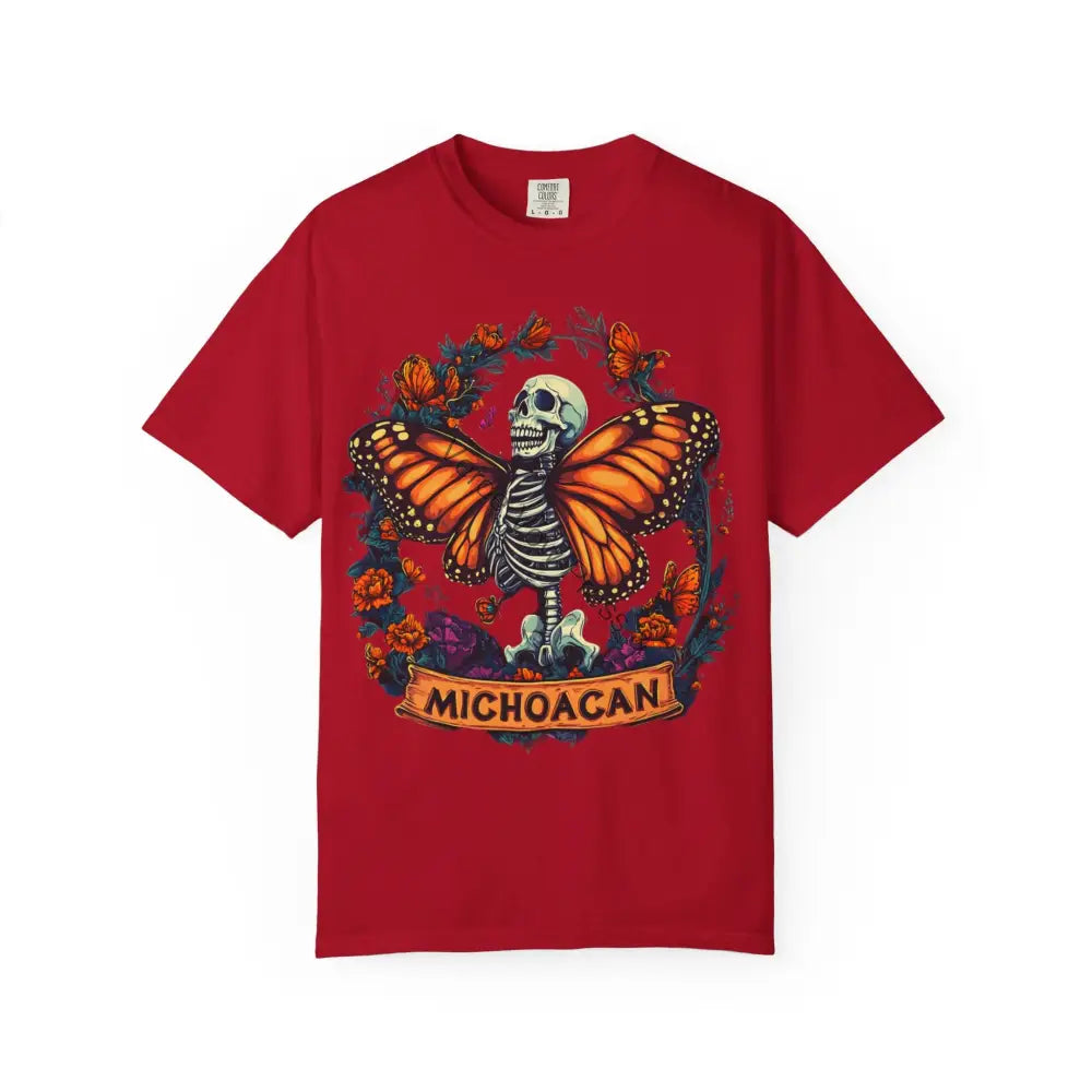 Colorful Skeleton Butterfly T-shirt Day of the Dead Tee Unisex Graphic Shirt Michoacan Art Halloween Apparel Casual