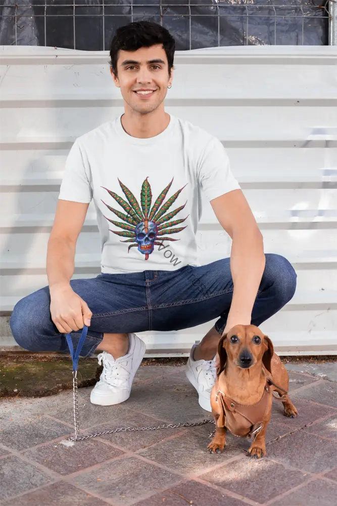 Colorful Skull & Leaf Unisex T-Shirt | Boho Style Tee | Perfect for Festivals Gifts Casual Wear Summer Vibes T-Shirt