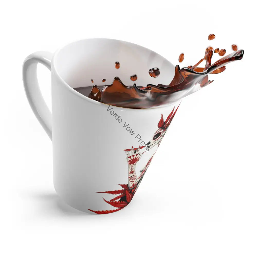 Colorful Sugar Skull Latte Mug - Day of the Dead Halloween Coffee Cup Gift for Her Unique Drinkware Decorative Coffee