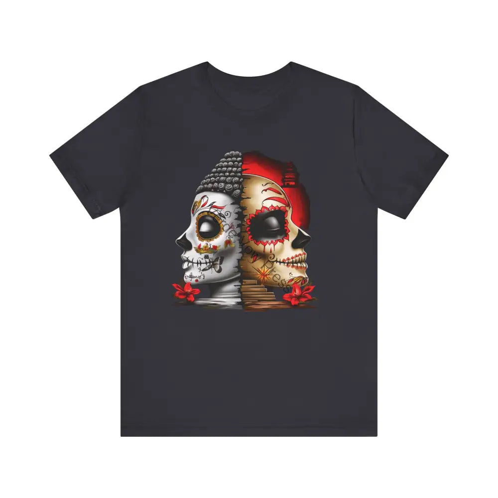 Cute Skull Graphic Tee Unisex Jersey Shirt Halloween Apparel Edgy Fashion Gift for Him/Her Casual Style Dark Grey / S