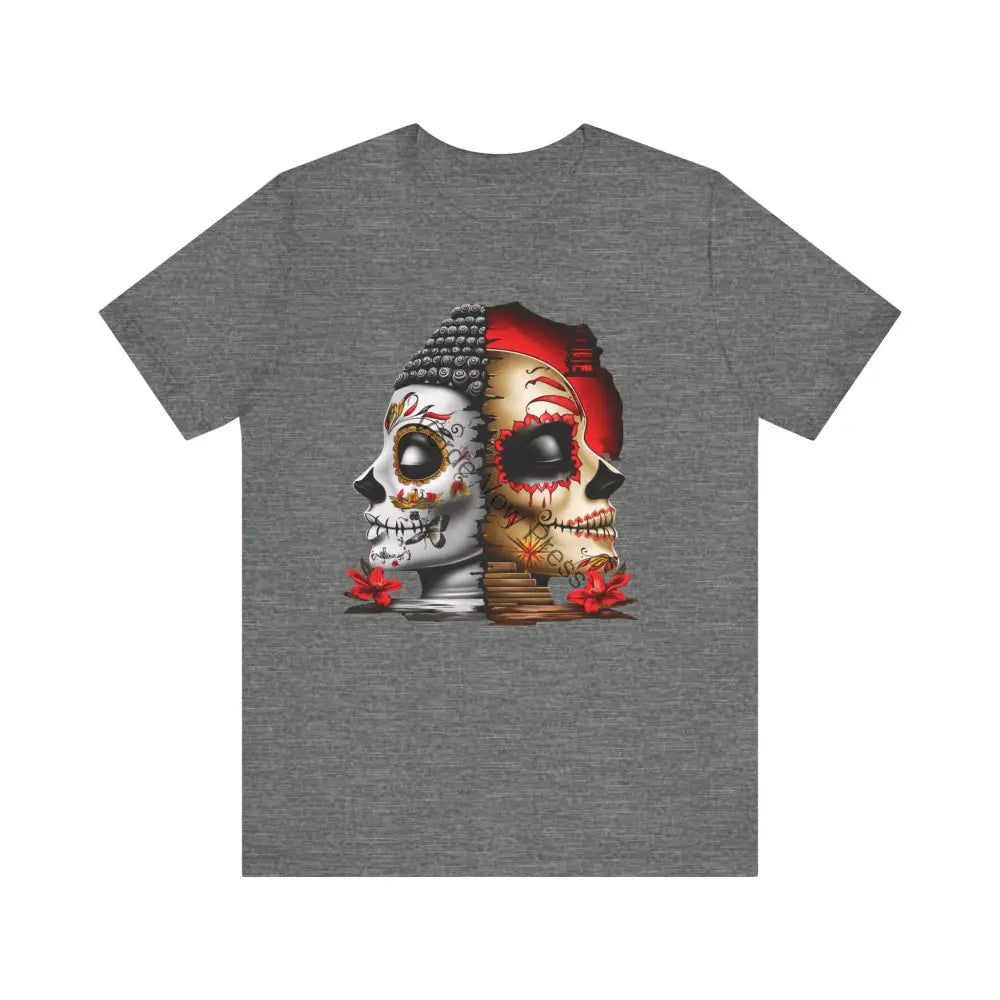 Cute Skull Graphic Tee Unisex Jersey Shirt Halloween Apparel Edgy Fashion Gift for Him/Her Casual Style Deep Heather