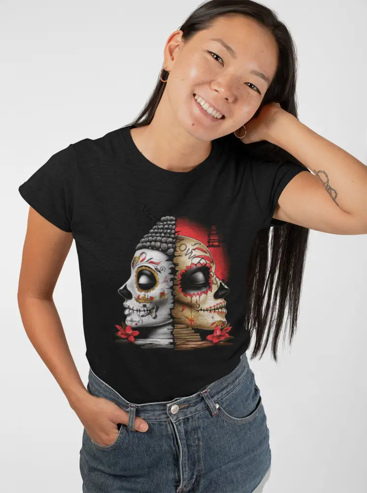 Cute Skull Graphic Tee Unisex Jersey Shirt Halloween Apparel Edgy Fashion Gift for Him/Her Casual Style T-Shirt