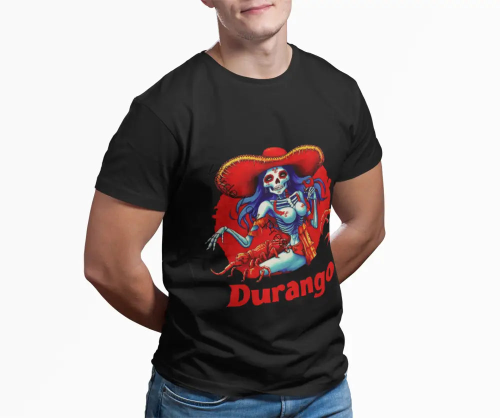 Durango Skeleton Men’s T-shirt,Day of the Dead T-Shirt Graphic Tee Mexican Culture Shirt Halloween Costume Top Durango