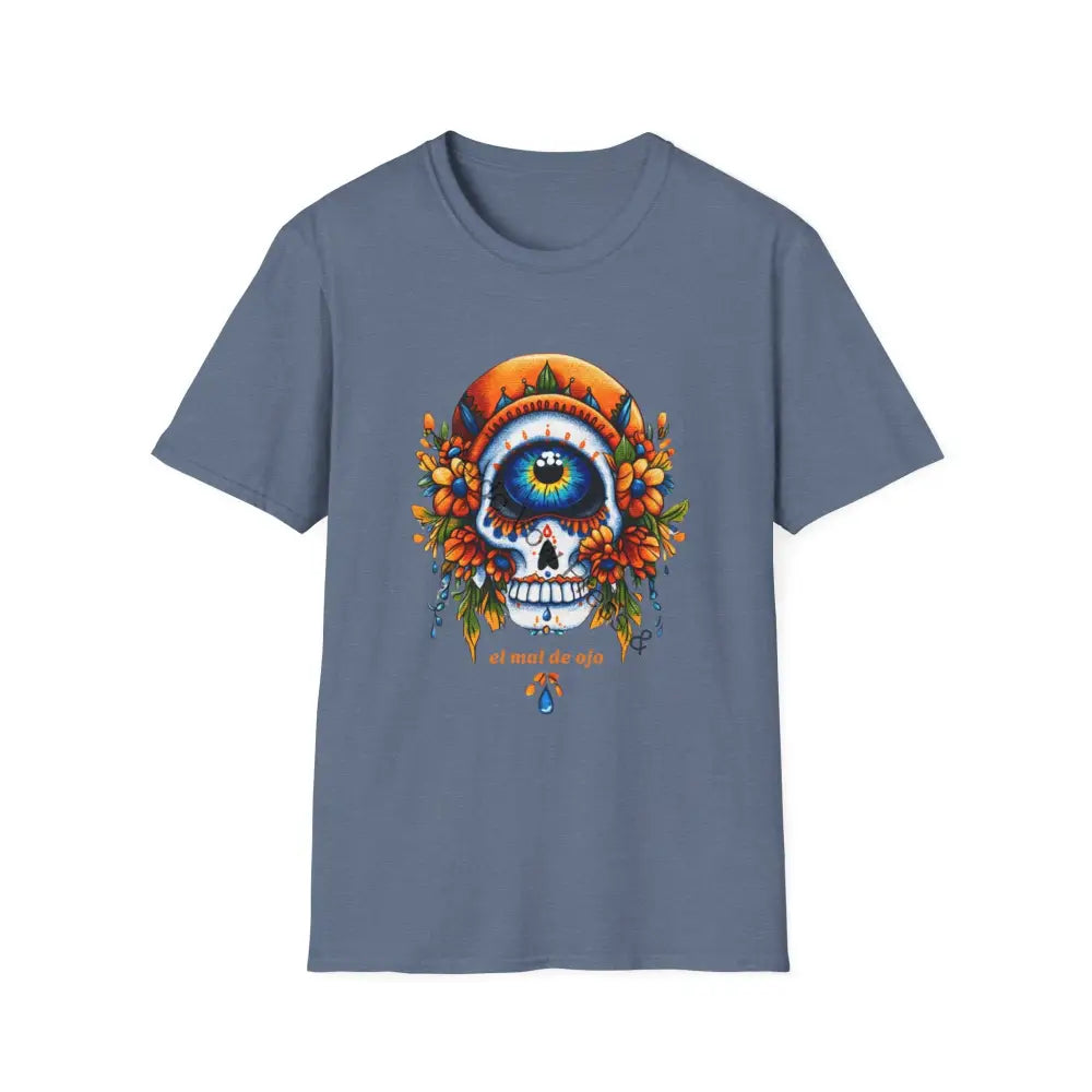 Evil Eye Unisex t-shirt el malo ojo day of the dead Heather Indigo / S T-Shirt