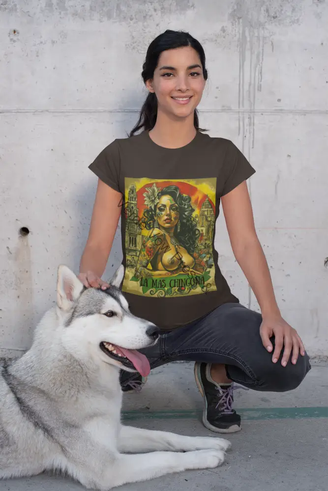 La Mas Chingona T-Shirt Vintage Graphic Tee Casual Wear Perfect Gift for Her Streetwear and Festival Style Brown / S