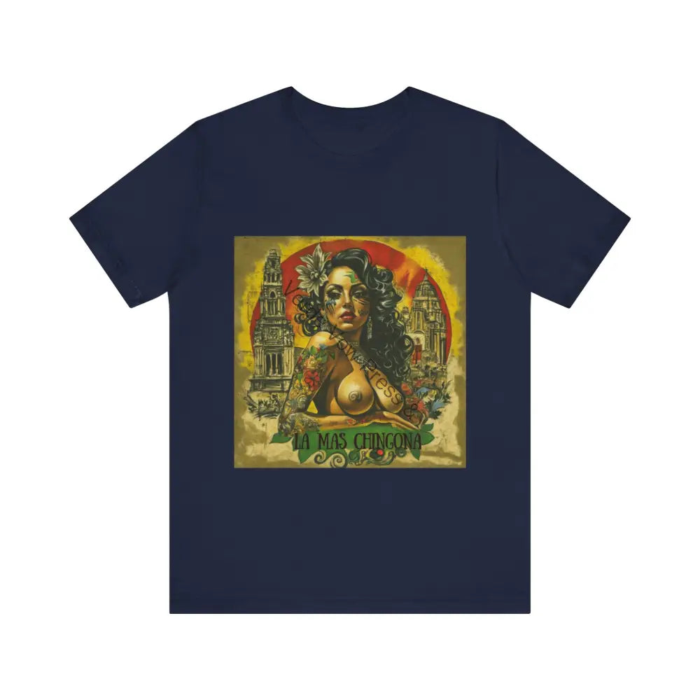 La Mas Chingona T-Shirt Vintage Graphic Tee Casual Wear Perfect Gift for Her Streetwear and Festival Style Navy / S