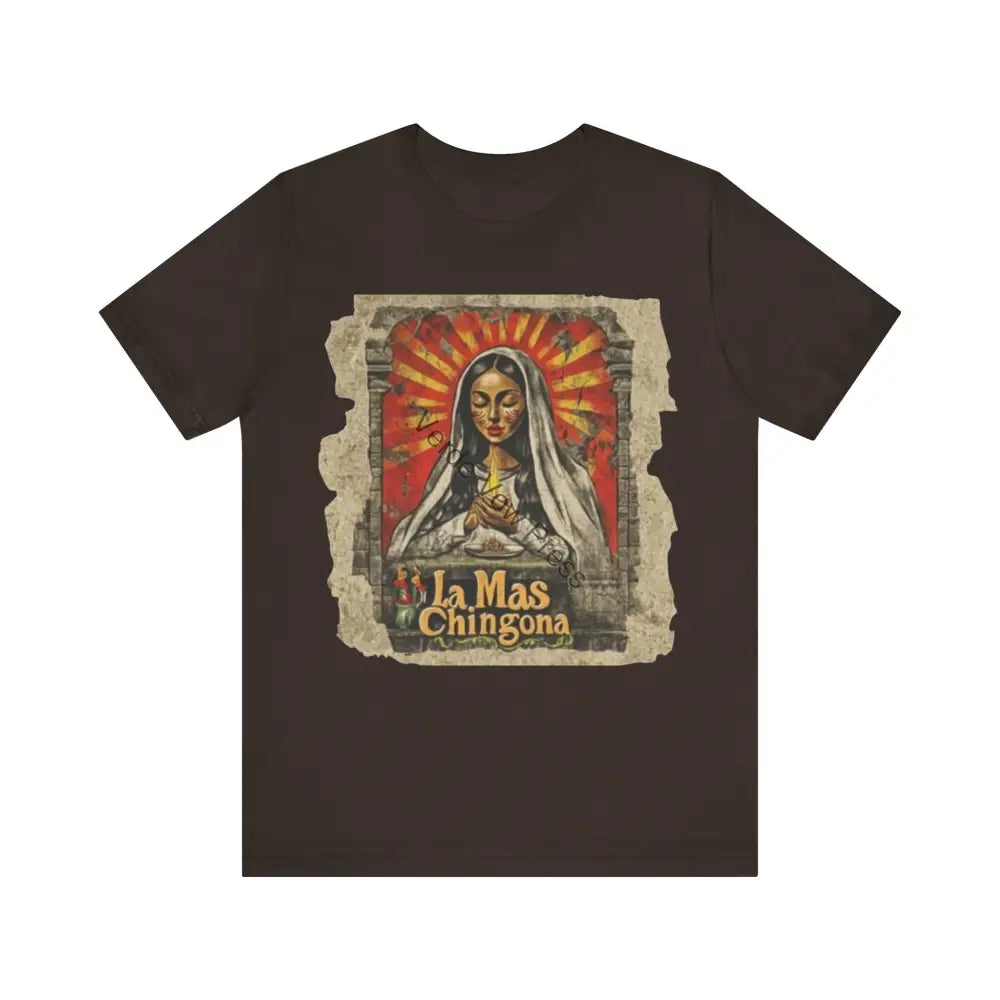 La Mas Chingona Tee - Empowering Jersey Shirt Inspirational Gift Everyday Wear Casual Style Art Tees Brown / S T-Shirt