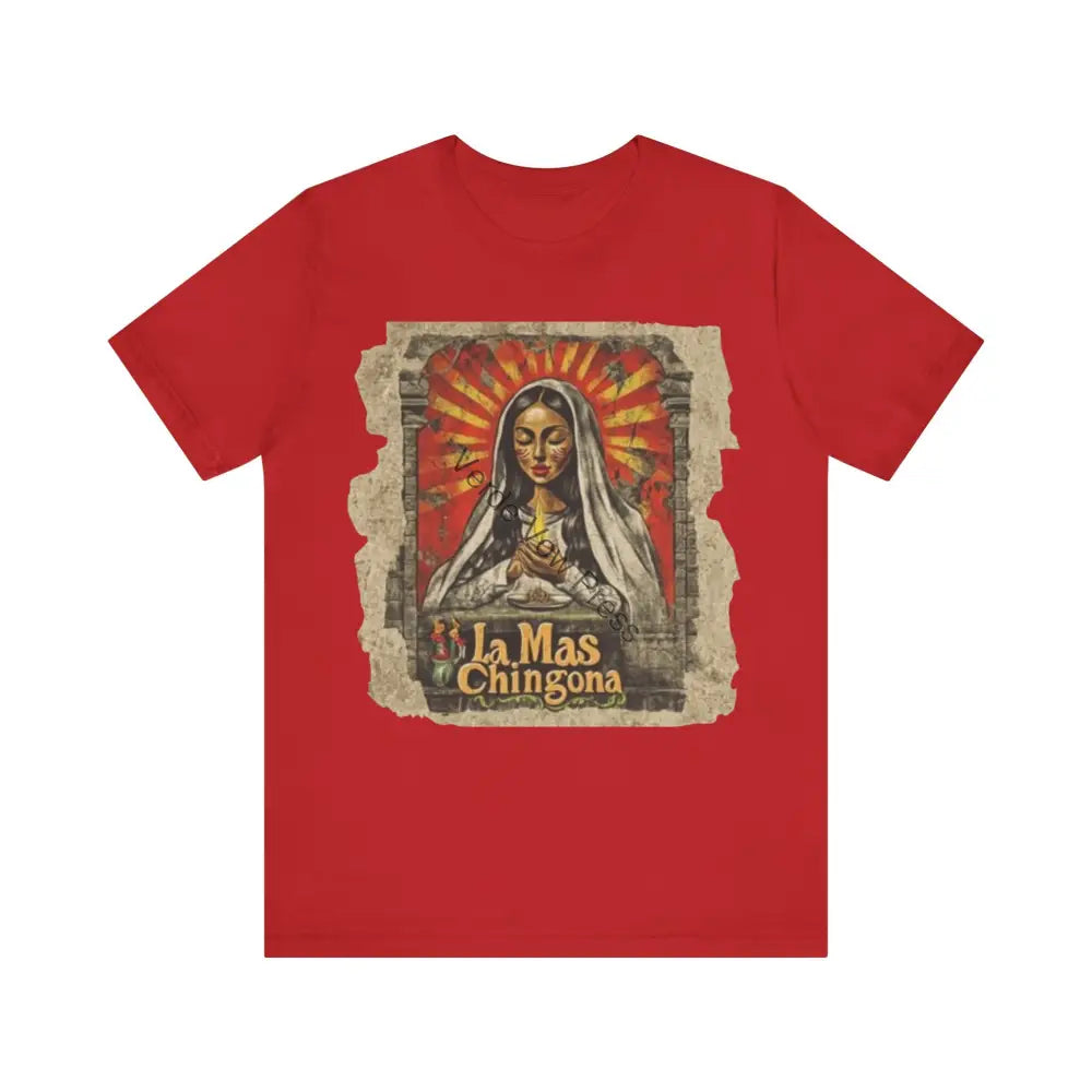 La Mas Chingona Tee - Empowering Jersey Shirt Inspirational Gift Everyday Wear Casual Style Art Tees Red / S T-Shirt