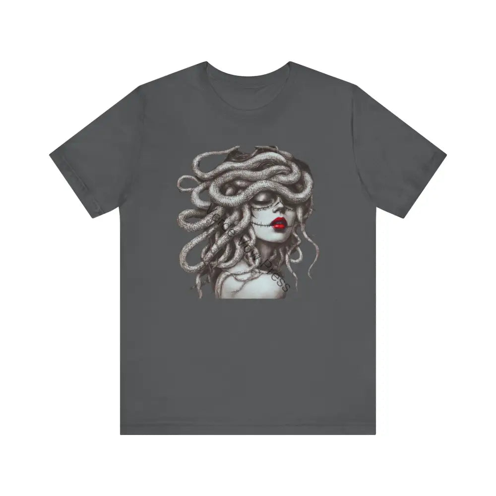 Medusa Graphic Tee | Short Sleeve Shirt for Mythology Lovers Casual Wear Gift for Halloween Art Fashion Asphalt / XS