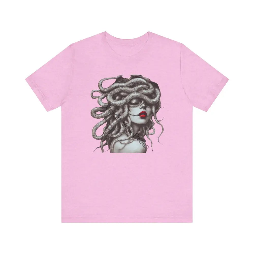 Medusa Graphic Tee | Short Sleeve Shirt for Mythology Lovers Casual Wear Gift for Halloween Art Fashion Heather Bubble