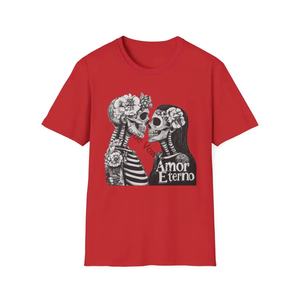 Men’s Softstyle T-Shirt with Día de los Muertos,Eternal love Amor Eterno Sugar Skull Art Perfect for Festivals Gifts