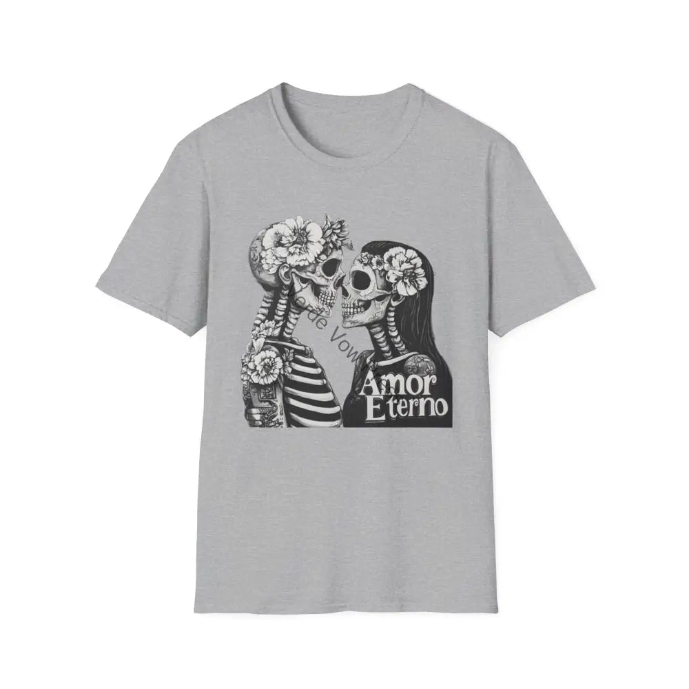 Men’s Softstyle T-Shirt with Día de los Muertos,Eternal love Amor Eterno Sugar Skull Art Perfect for Festivals Gifts