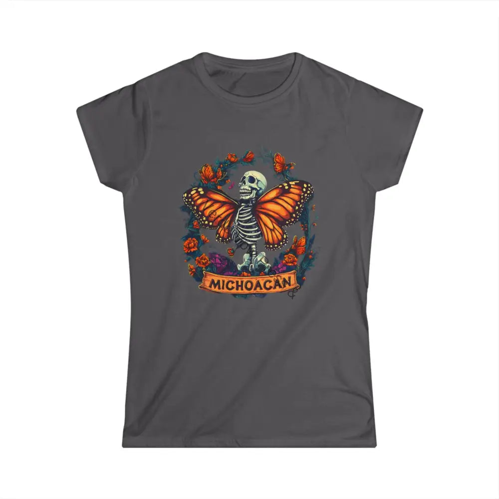 Michoacan Monarch Butterfly Women’s t-shirt mexican art day of the dead Charcoal / S T-Shirt