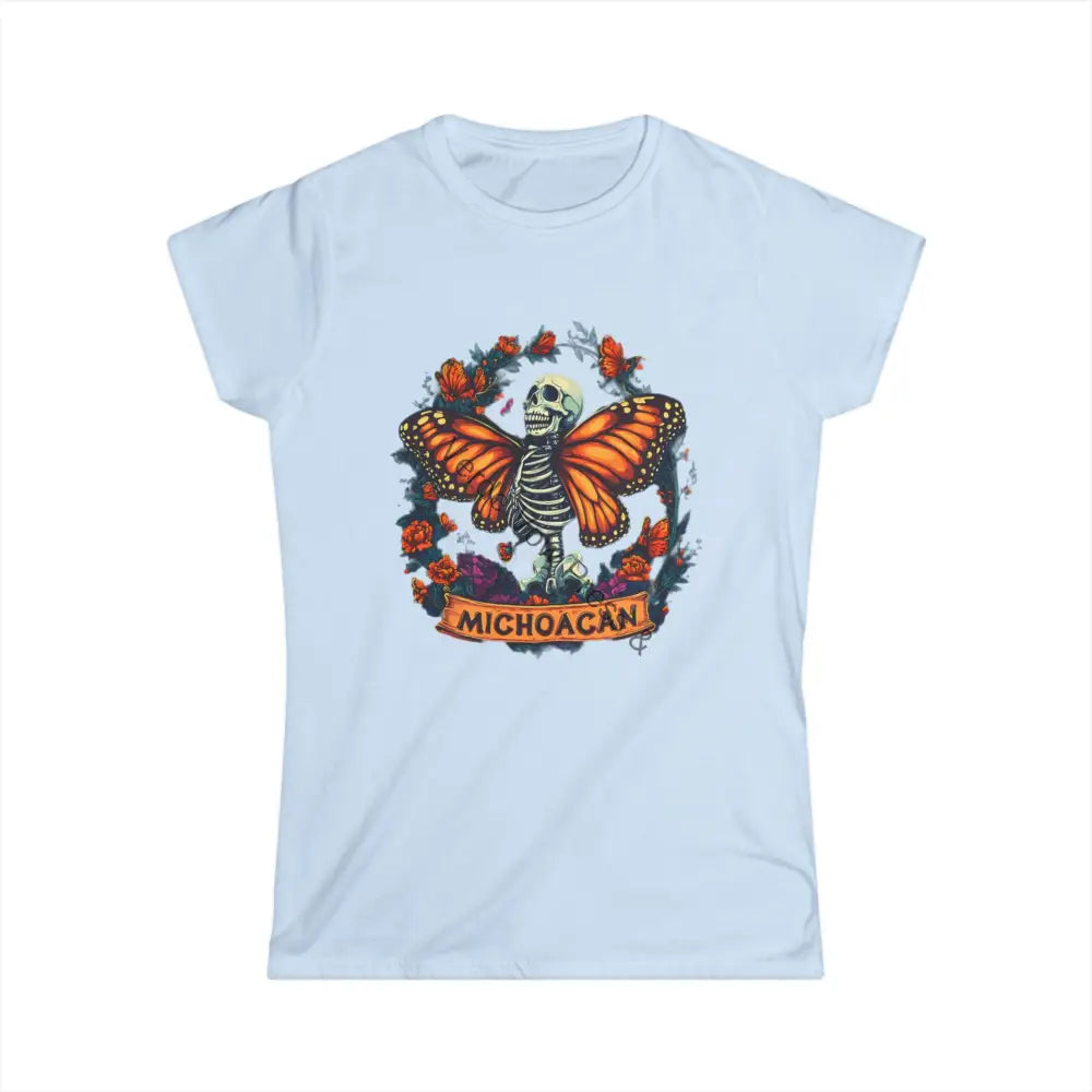 Michoacan Monarch Butterfly Women’s t-shirt mexican art day of the dead Light Blue / S T-Shirt