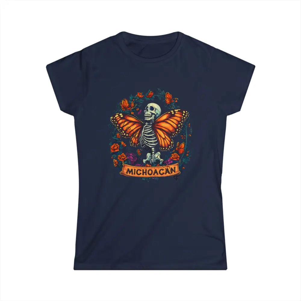 Michoacan Monarch Butterfly Women’s t-shirt mexican art day of the dead Navy / S T-Shirt