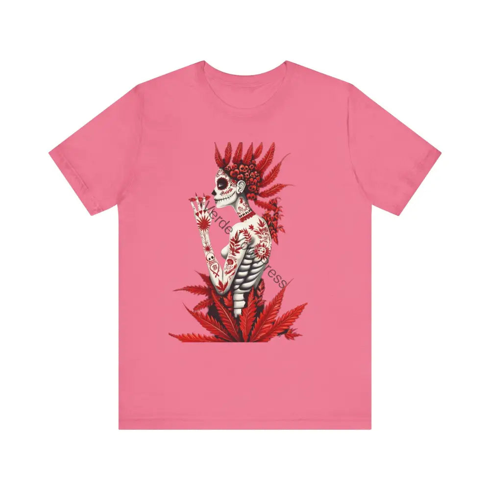Skull and Leaves Tee - Short Sleeve Casual T-Shirt Day of the Dead Shirt Gothic Style Top Unique Graphic Tee Charity
