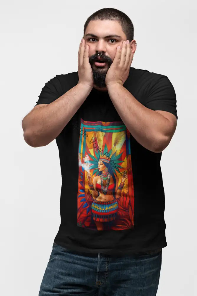 Vibrant Cultural Tee: Unisex Garment-Dyed T-shirt Bohemian Style Festival Wear Eco-Friendly Fashion Unique Gift Black