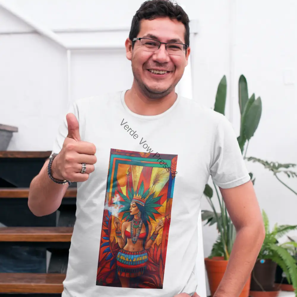 Vibrant Cultural Tee: Unisex Garment-Dyed T-shirt Bohemian Style Festival Wear Eco-Friendly Fashion Unique Gift White