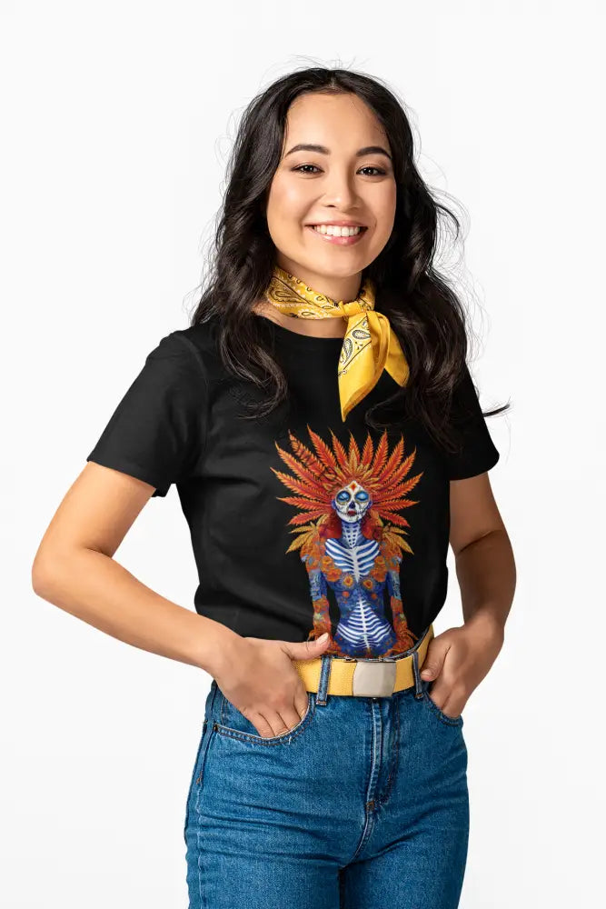 Vibrant Skeleton Graphic T-Shirt Day of the Dead Halloween Tee Unisex T-Shirt Festival Wear Art Print Shirt Black / S