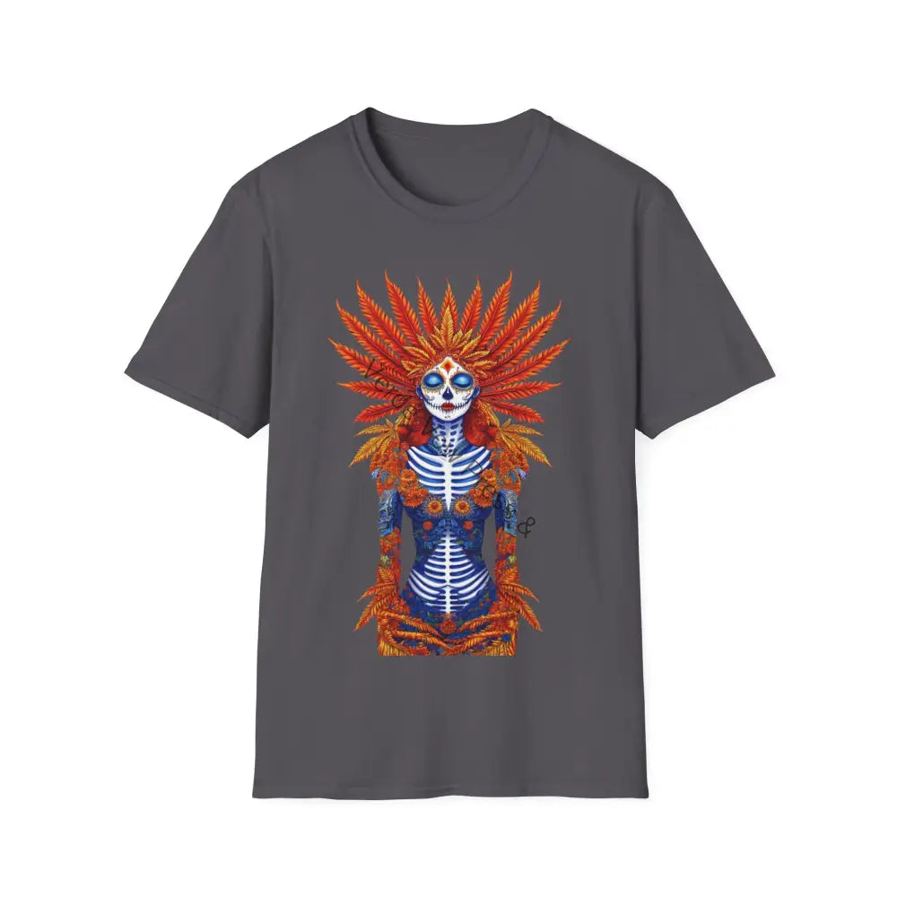 Vibrant Skeleton Graphic T-Shirt Day of the Dead Halloween Tee Unisex T-Shirt Festival Wear Art Print Shirt Charcoal