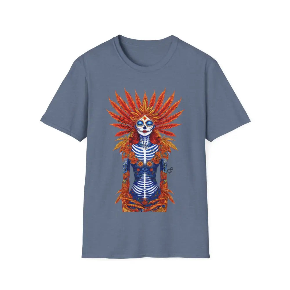 Vibrant Skeleton Graphic T-Shirt Day of the Dead Halloween Tee Unisex T-Shirt Festival Wear Art Print Shirt Heather