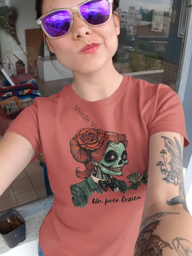 Women’s Dia de los Muertos Tee | Celebration Shirt Gift for Halloween Boho Style Sugar Skull Art Gothic Fashion T-Shirt
